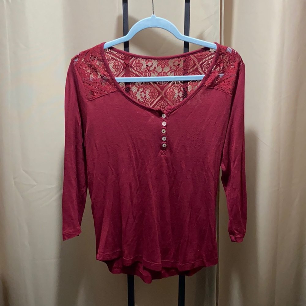 Burgundy Lace Top